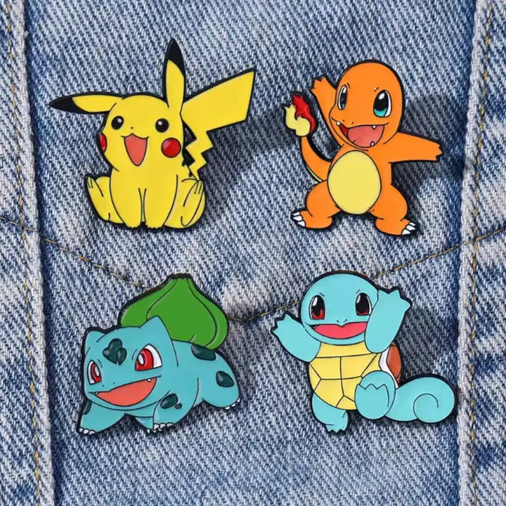[BUNJANG] Pokemon Pikachu, Charmander, Squirtle, Bulbasaur Badge Set Accessory / 포켓몬스터 뱃지 피카츄 파이리 꼬부기 이상해씨 악세사리