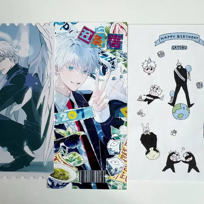 [BUNJANG] Gojo Satoru Collect Book, Postcards, and Stickers Bundle Set / 고죠 사토루 콜렉트북 생카 엽서 스티커 일괄