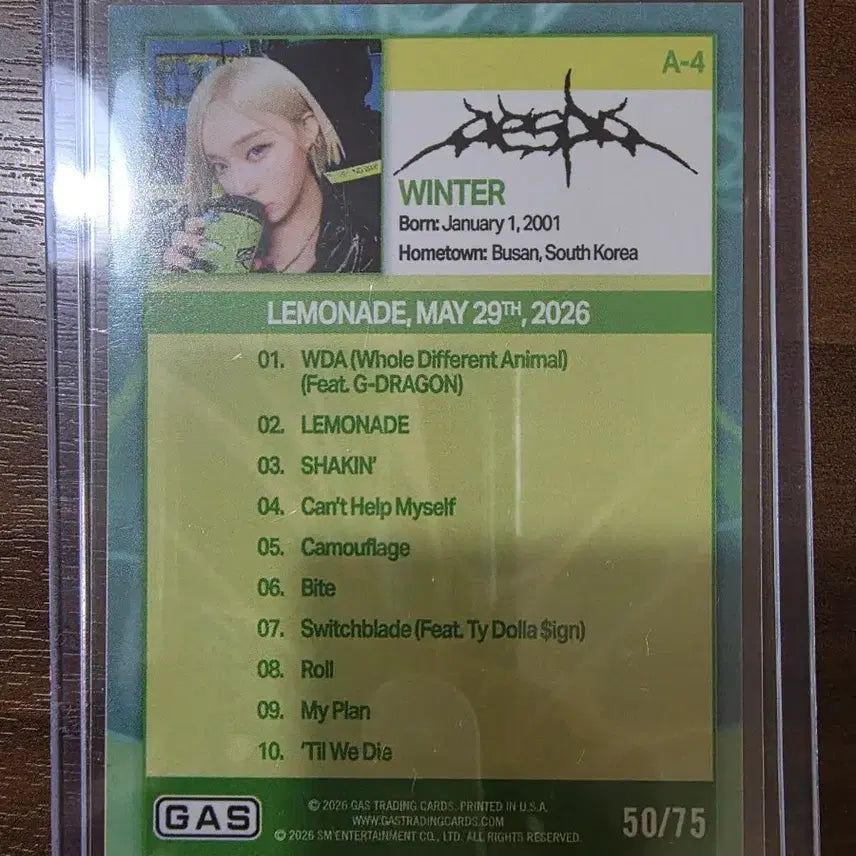 [BUNJANG] aespa Winter Purple Foil Trading Photocard / GAS X AESPA(에스파) 포토카드 윈터 (퍼플 포일)