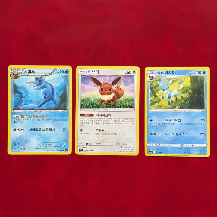 [BUNJANG] Pokemon Eevee Evolution Set Vaporeon Glaceon XY SM S10p Vintage Trading Cards / 귀여운 포켓몬 고전 카드 이브이 샤미드 글레이시아 3종 세트 XY sm s10p