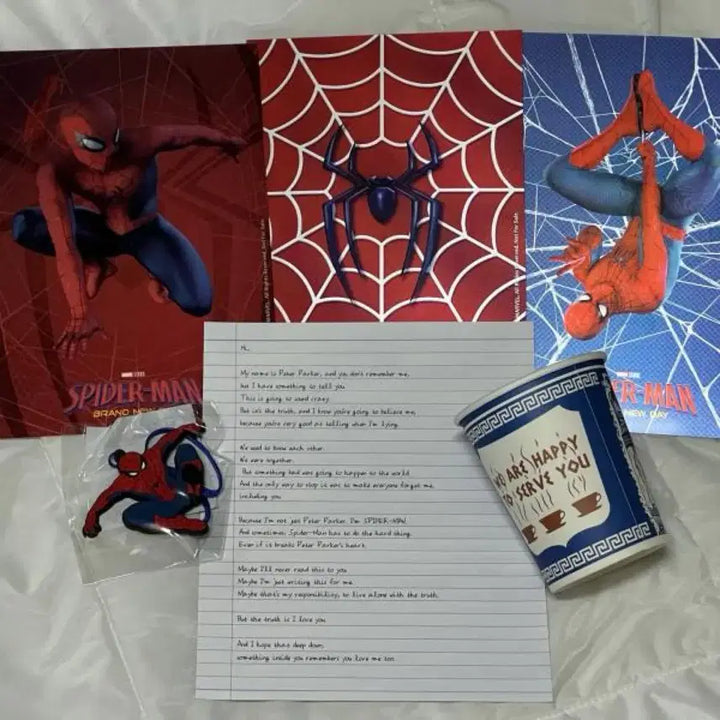 [BUNJANG] Spider-Man Peter Parker Premiere Letter Paper Cup (Full Set) / 풀구성 판매] 시사회 피터파커 편지 브랜드뉴데이 스파이더맨 종이컵