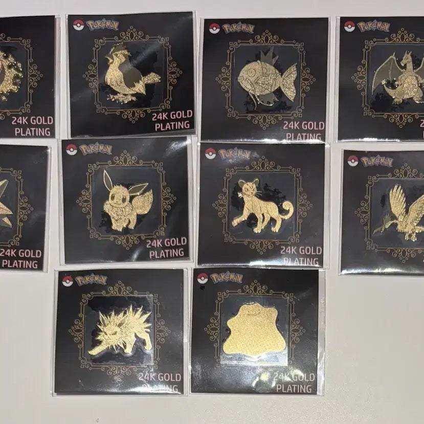 [BUNJANG] Pokemon 24K Gold Plated Badge Set (10 Types) / 포켓몬 24K 금도금 뱃지 10종 일괄 리자몽 팬텀