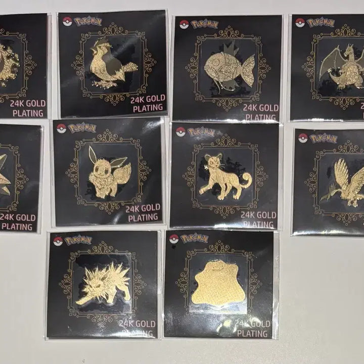 [BUNJANG] Pokemon 24K Gold Plated Badge Set (10 Types) / 포켓몬 24K 금도금 뱃지 10종 일괄 리자몽 팬텀