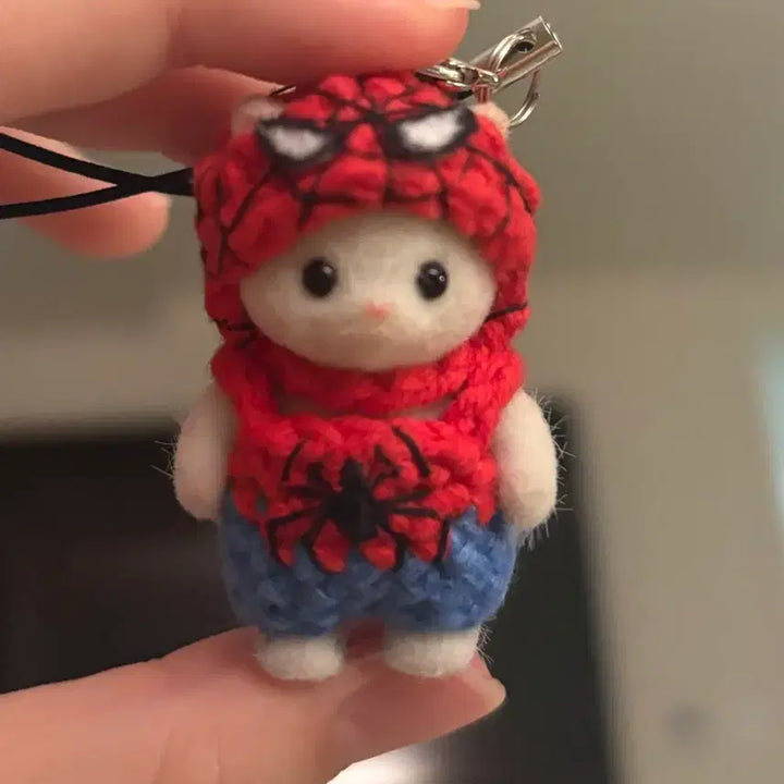 [BUNJANG] Sylvanian Families Cat Spider-Man Costume Keychain / 스파이더맨 실바니안 고양이