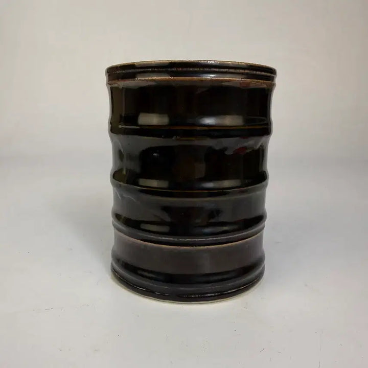 [BUNJANG] Brown Lacquer Bamboo Joint Brush Holder / 갈색유 죽절형 붓통