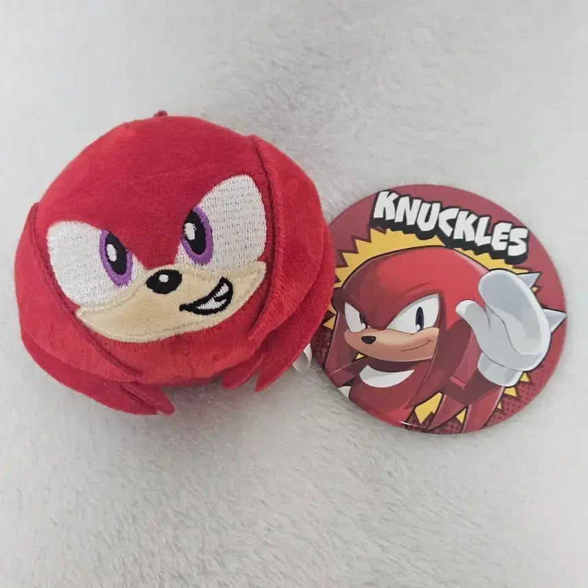[BUNJANG] Sonic the Hedgehog Knuckles Face Plush &amp; Can Badge Set / 소닉 더 헤지혹 너클즈 얼굴 인형 &amp; 캔뱃지