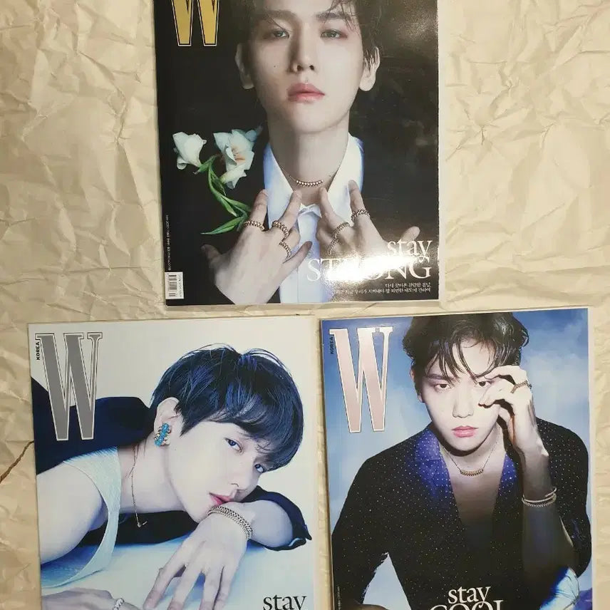 [BUNJANG] Baekhyun W Korea Magazine Bundle Set (3 Volumes) / 일괄판매) 백현 3권 잡지 더블유코리아
