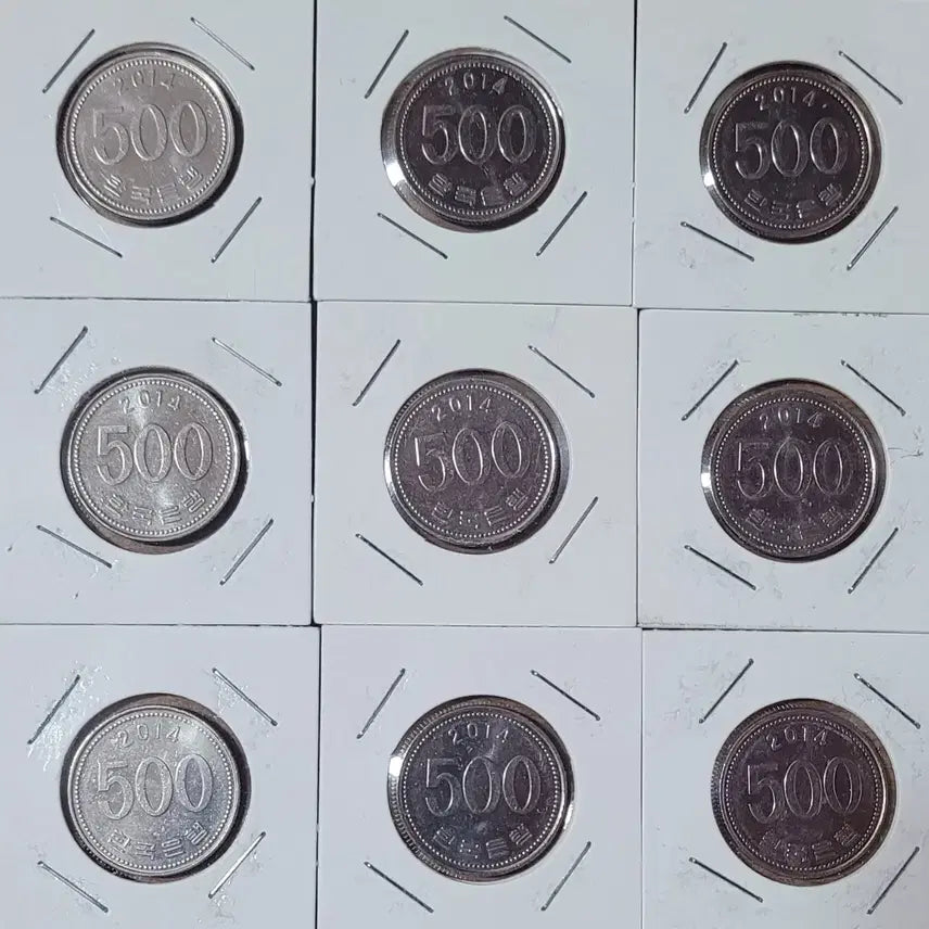 [BUNJANG] 2014 500 KRW Coin Bundle (9 pieces) / 동전 사용제 2014년 500원 9개