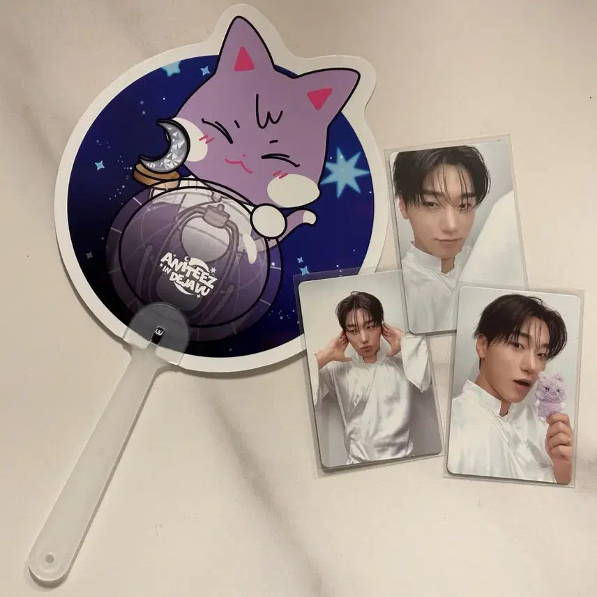 [BUNJANG] Ateez Debut San Photocard Set + Fan / 2026 애니티즈 인 데자부 최산 포카3종+부채