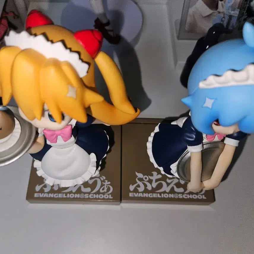 [BUNJANG] Puchi-Eva Maid Figure Asuka &amp; Rei Bundle / 에반게리온 푸치에바 메이드 피규어 아스카 레이