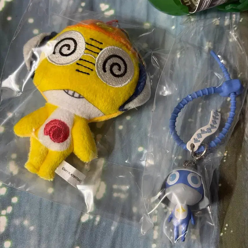[BUNJANG] Sgt. Frog Keroro Mini Chibi Mascot Plush Toys - Kururu &amp; Dororo with Colorful Charm Gacha Set / 개구리중사케로로 미니미니 치비누이 마스코트 인형 쿠루루+컬러풀 멀티챰 가챠 도로로