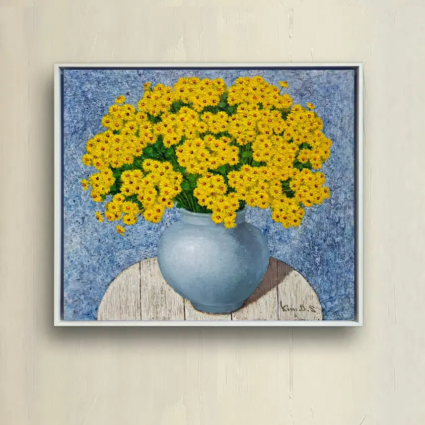 [BUNJANG] Golden Chrysanthemum Still Life Oil Painting / 황금을 불러오는 꽃 (12호)