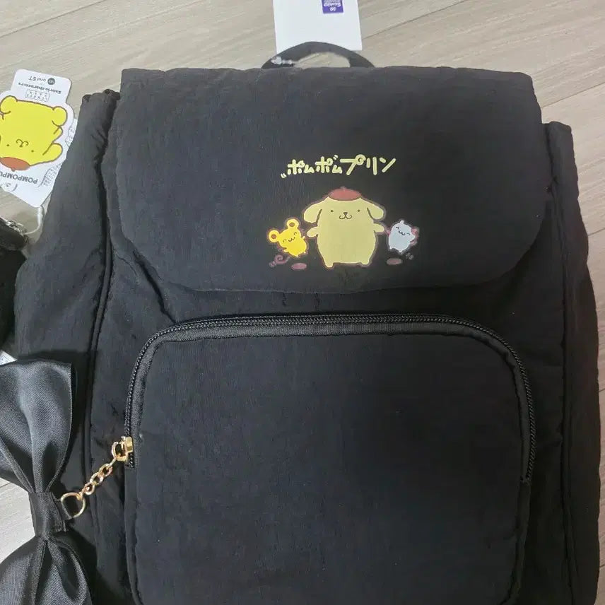 [BUNJANG] Loris Farm Pompompurin Backpack &amp; Mascot Set / 폼폼푸린 백팩 로리즈팜 블랙 폼폼푸린 마스코트 세트