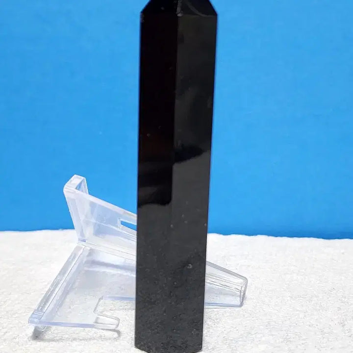 [BUNJANG] Natural Obsidian Obelisk (10cm) with Stand / 천연 흑요석 오벨리스크 (10cm)+받침대