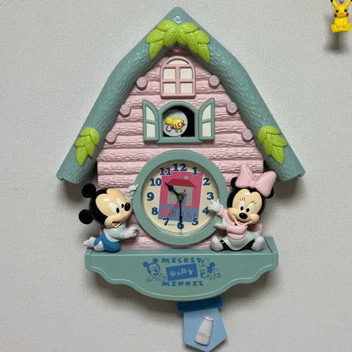 [BUNJANG] Disney Mickey Mouse & Minnie Mouse Baby Wall Clock / 디즈니 미키마우스 미니마우스 베이비 벽결이 시계