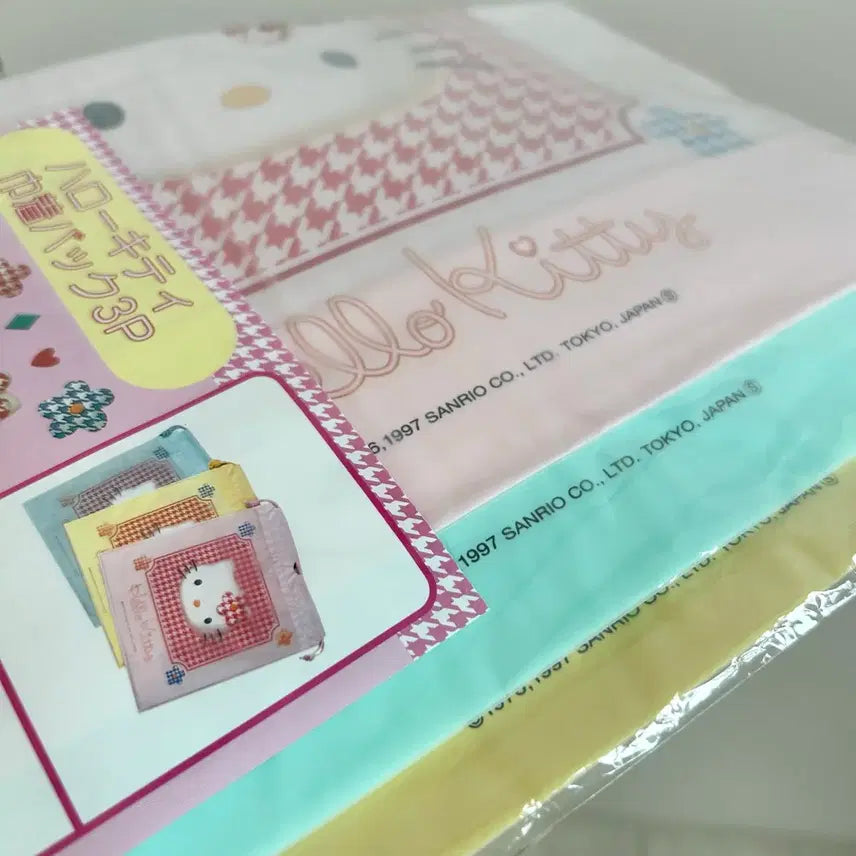 [BUNJANG] Sanrio Hello Kitty 1997 Vintage Vinyl Bag 3-Piece Set (Sealed) / 미개봉)1997년 비닐백 3종 세트