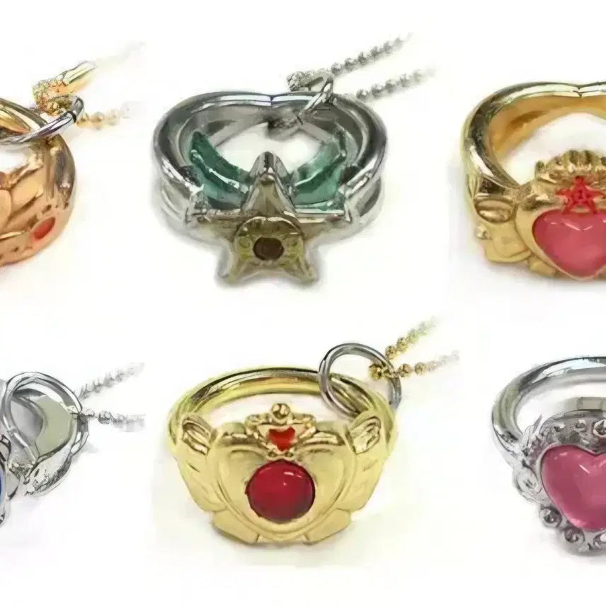 [BUNJANG] Sailor Moon Gacha Figure Die-Cast Charm Ring Set (6 Types) / 세일러문 가챠 피규어 다이캐스트 참 반지 다이캐스트 링 6종