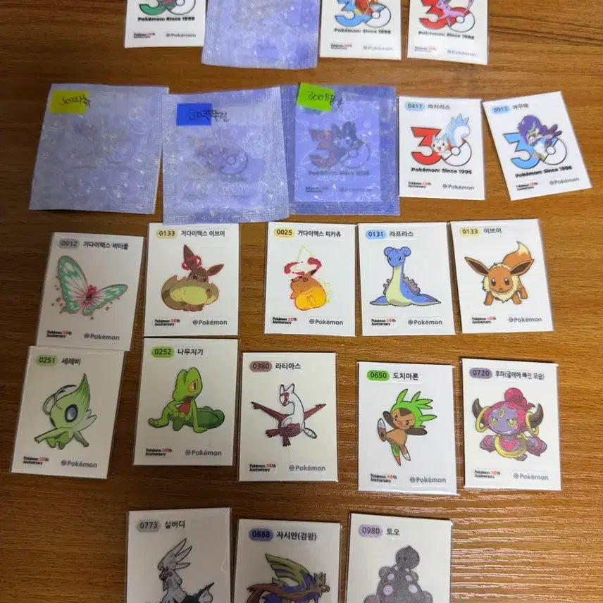 [BUNJANG] Pokemon 30th Anniversary Stickers Bundle Set (22 pcs) / 포켓몬 띠부씰 30주년 띠부씰 22개 노중복 일괄판매