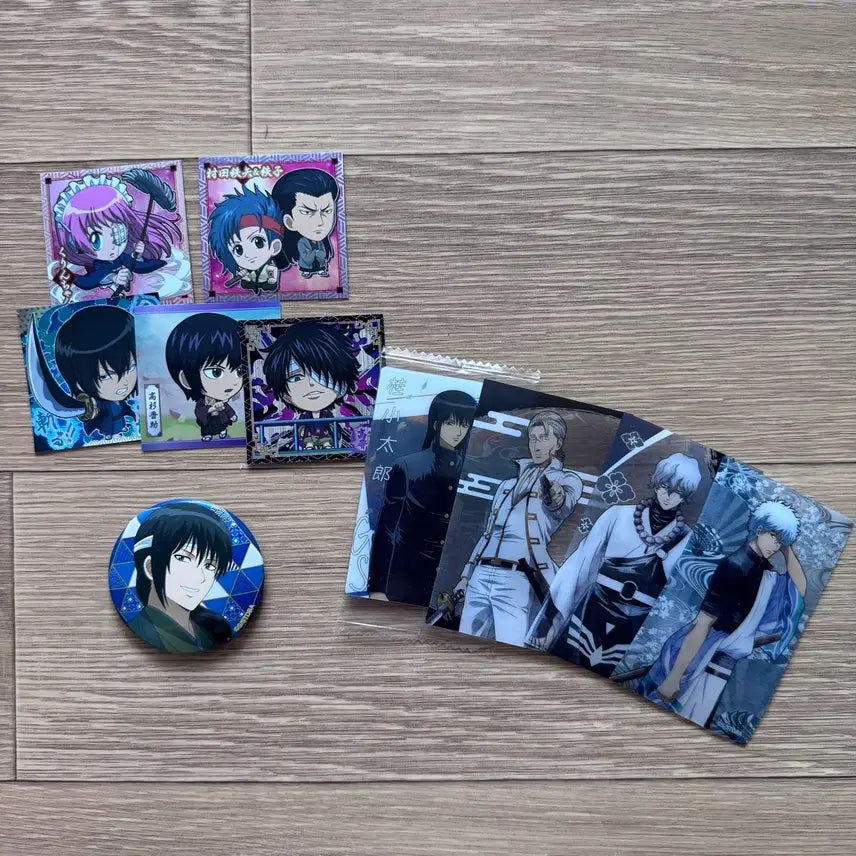 [BUNJANG] Gintama Character Card &amp; Can Badge Set / 은혼 캐릭터 카드 뱃지 세트