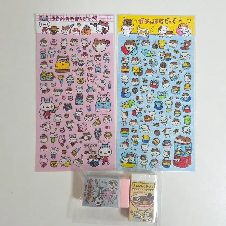 [BUNJANG] Heisei Hamuchan Sticker Eraser Set / 세트)고전 헤이세이 햄짱 우사 스티커 지우개 고전지류 산엑스