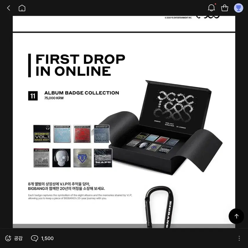 [BUNJANG] BIGBANG 20th Anniversary Album Badge Collection / 빅뱅 20주년 기념 앨범 뱃지 컬렉션