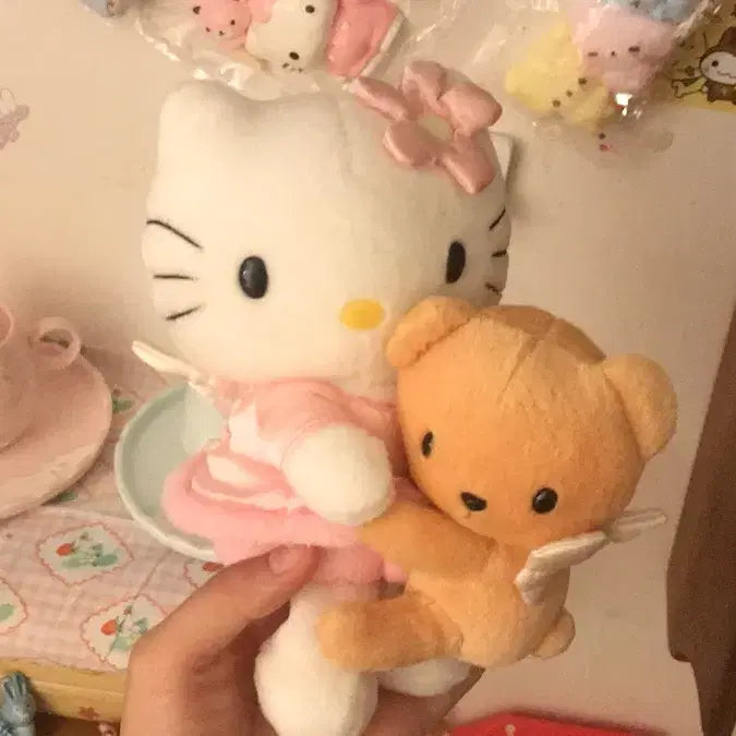 [BUNJANG] Sanrio 1999 Rare Classic Kitty Angel Bear Doll / 초레어! 일본 1999 고전 키티 타이니참 산리오 곰돌이 엔젤 천사 인형
