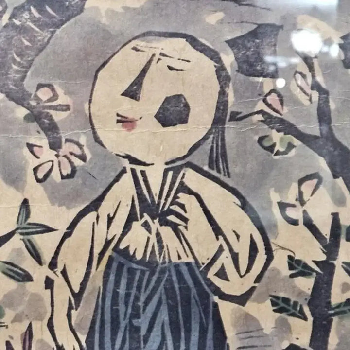 [BUNJANG] Choi Young-rim "Kkootsuni" Woodblock Print / 최영림 목판화 꽃순이