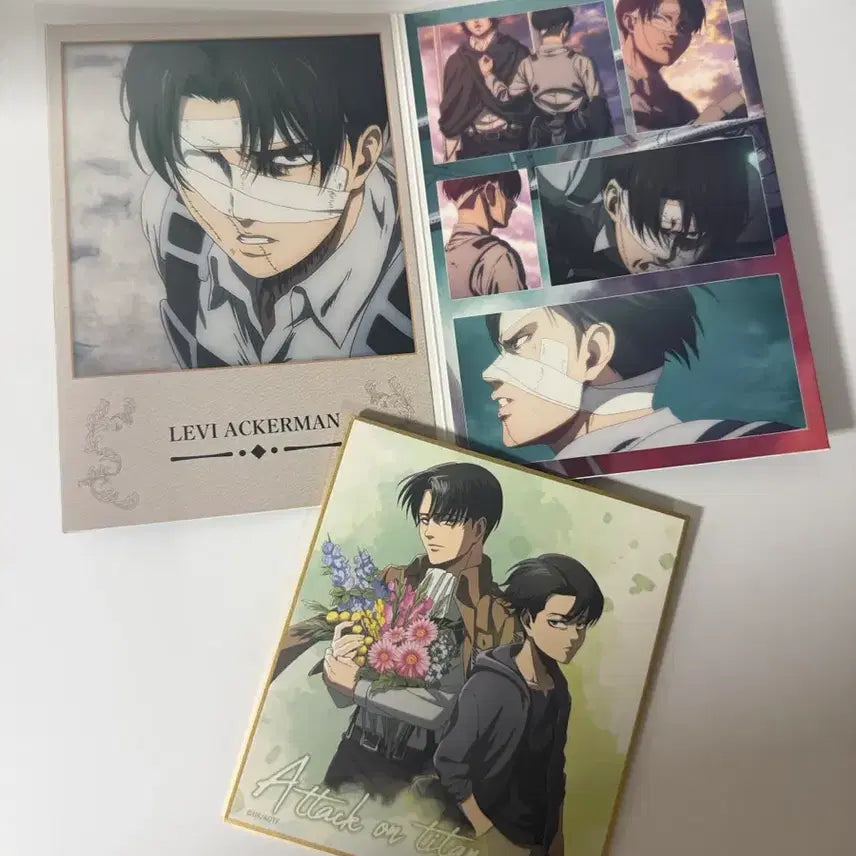[BUNJANG] Attack on Titan Levi Birthday Shikishi &amp; Postcard Set / 진격거 리바이 생일 색지 엽서