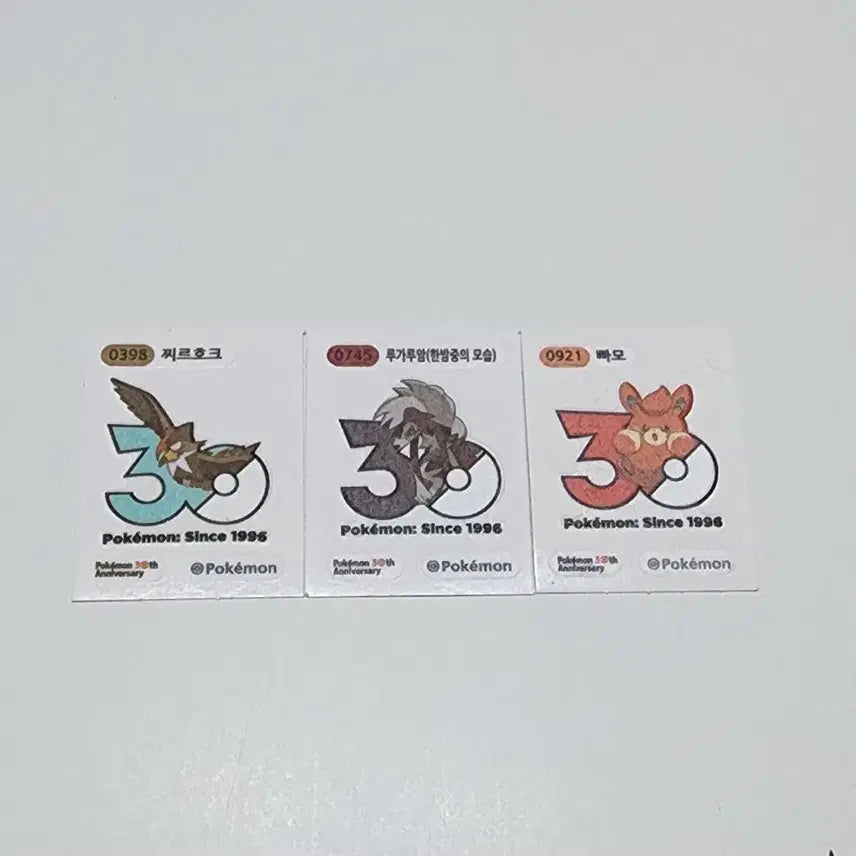 [BUNJANG] Pokemon 30th Anniversary Logo Stickers (Ttaraguk) / 포켓몬 30주년 로고 띠부씰 찌르호크 루가루암 빠모
