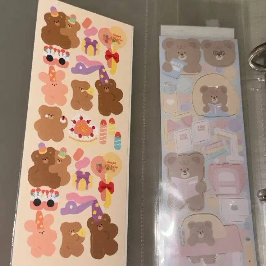 [BUNJANG] Korean Artist Sticker Bundle (Approx. 55 pcs) with Binder / 다꾸 스티커 한국작가 스티커 동식물원 키찌 디어마이해피니스 솔방울 스티체리등 (약 55장) 바인더 포함!