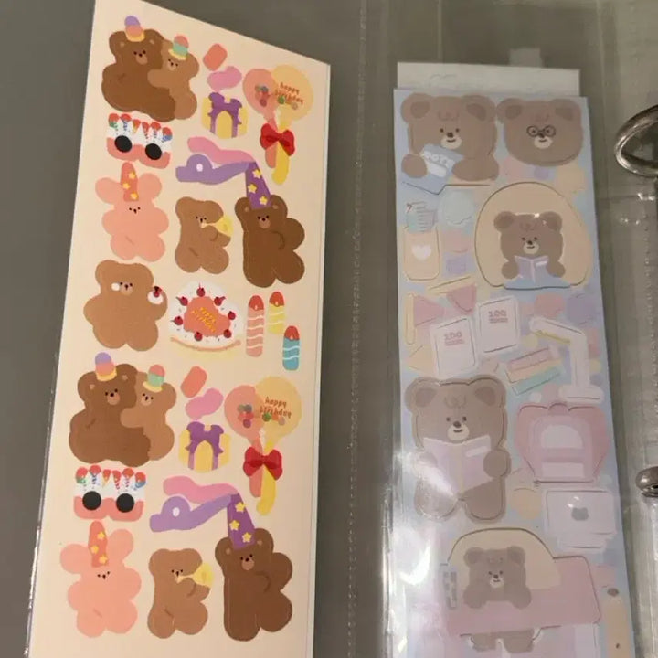 [BUNJANG] Korean Artist Sticker Bundle (Approx. 55 pcs) with Binder / 다꾸 스티커 한국작가 스티커 동식물원 키찌 디어마이해피니스 솔방울 스티체리등 (약 55장) 바인더 포함!