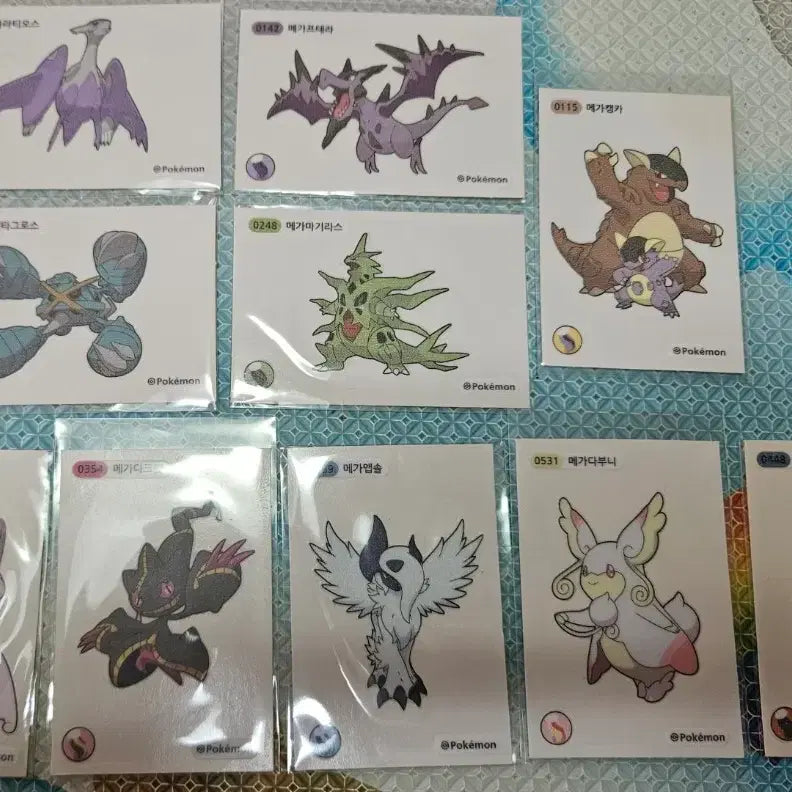 [BUNJANG] Pokemon Mega Evolution Stickers (10pc Bundle) / 메가 띠부씰 하자씰 메가루카리오 메가뮤츠 포함 10장 일괄 싸게 판매
