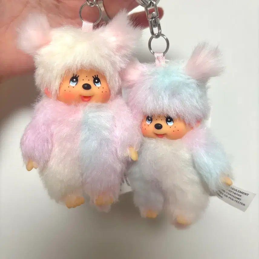 [BUNJANG] Monchhichi Tie-Dye Keyring Doll Set / 몬치치 타이다이 키링 인형 두개 세트