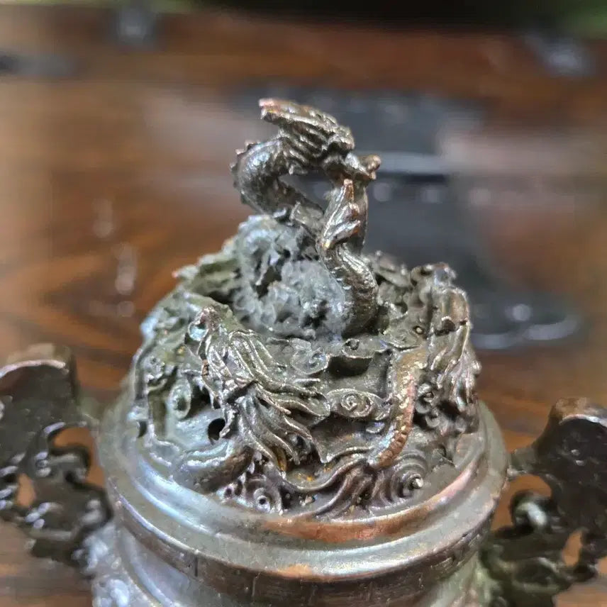[BUNJANG] Antique Brass Incense Burner with Dragon Motif / 고풍스러운 용 문양 동 향로