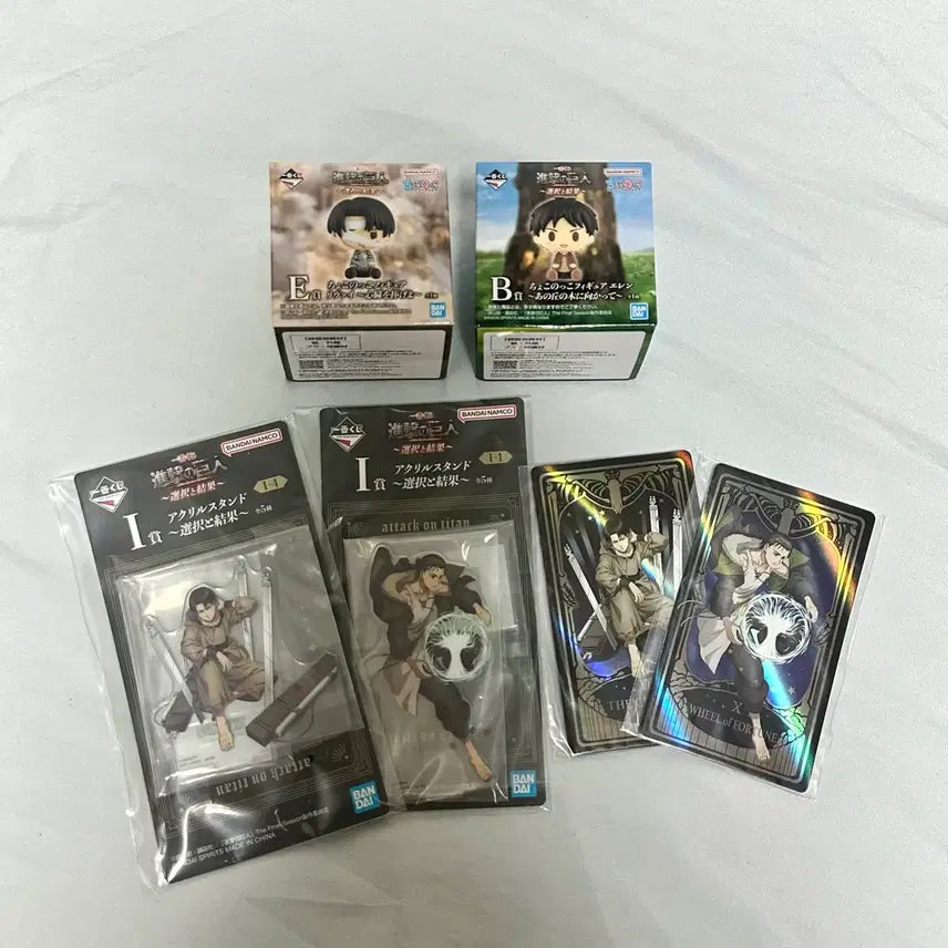 [BUNJANG] Attack on Titan Eren &amp; Levi Set - Choconoque, Acrylic, Card Bundle / (현물/일괄)진격의거인 에렌,리바이 세트 선택과 결과 초코노코,아크릴,카드
