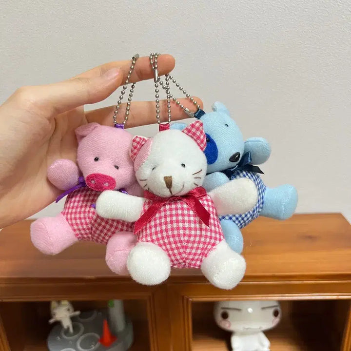 [BUNJANG] Vintage Animal Charm Set - Cat, Pig, Dog / [세트]빈티지 동물 인형 키링 고양이 돼지 강아지