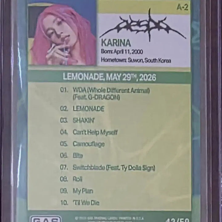 [BUNJANG] AESPA Karina GAS Trading Card (Teal Foil) / AESPA(에스파) X GAS 카드 카리나 (틸 포일)