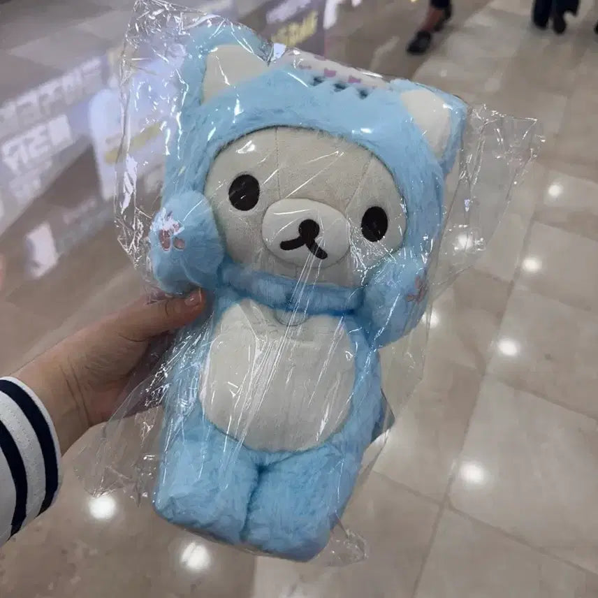[BUNJANG] Rare Rilakkuma Nekko Sky Blue Plush / 레어 코리락쿠마 고양이 목욕탕