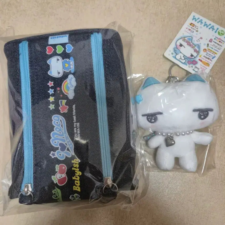 [BUNJANG] Wawa109 Aineko Pencil Case Pouch + Aineko Doll Keychain Set / 새상품) 와와109 아이네코 필통 파우치 + 아이네코 인형키링 세트