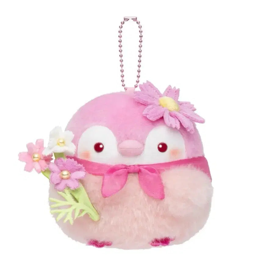 [BUNJANG] Pink Penguin Doll with Flower Decoration / 핑크 펭귄 인형 꽃 장식 인형