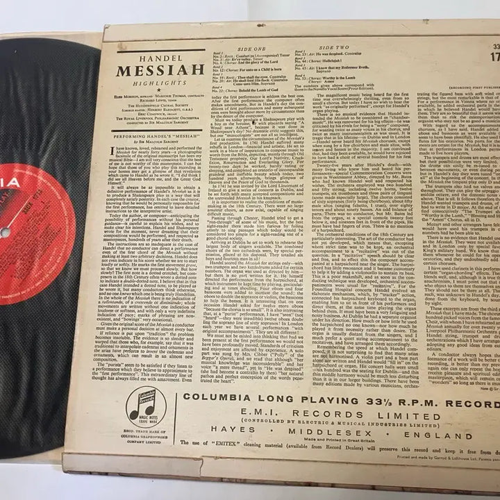 [BUNJANG] Sir Malcolm Sargent Handel Messiah Highlights Mono LP / 수입모노LP) 말콤 사전트 - 핸델 메시아 하이라이트