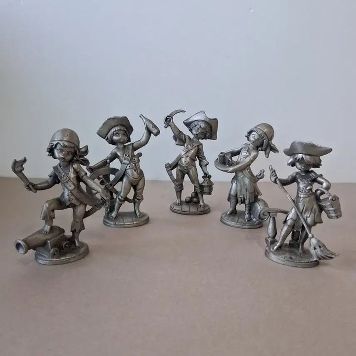[BUNJANG] Vintage Pirate Boy Pewter Figurine Set of 5 / 빈티지 해적 소년 주석 조각상 5종 세트