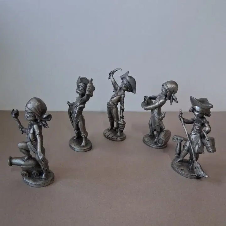 [BUNJANG] Vintage Pirate Boy Pewter Figurine Set of 5 / 빈티지 해적 소년 주석 조각상 5종 세트