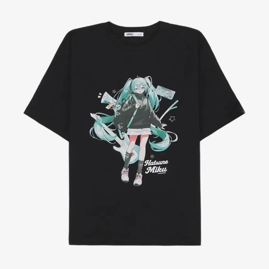 [BUNJANG] SPAO x Hatsune Miku Black T-Shirt (XL) / 스파오 하츠네 미쿠 블랙 반팔 티셔츠 (xl)