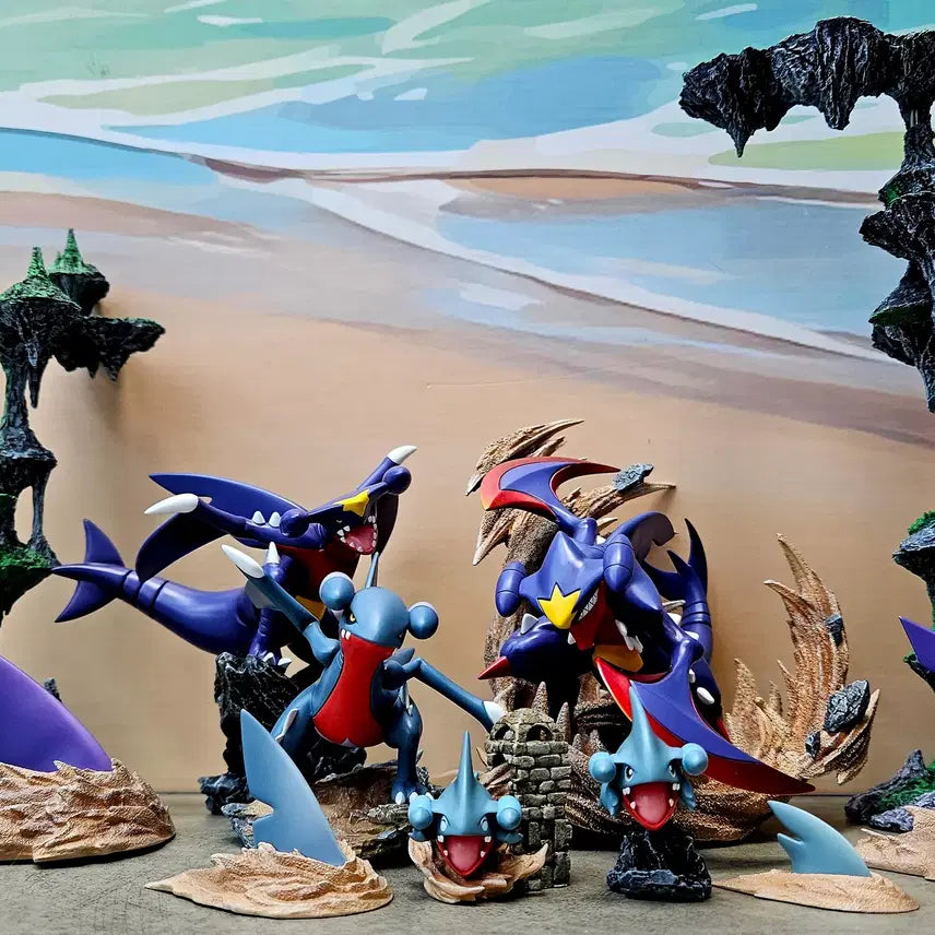 [BUNJANG] Scale World ZXZ Garchomp Evolution Tree + Mega Garchomp Full Set Pokemon Resin Statue / 스케일월드 ZXZ 한카리아스 진화트리+메가한카리아스 풀셋트 포켓몬 레진