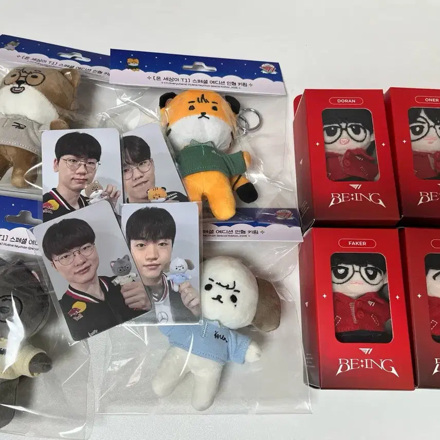 [BUNJANG] T1 25cm Onsesti &amp; Humanoid Doll Keyring Bundle Set / 일괄판매) 티원 25 온세티 인형 도란 오너 페이커 케리아