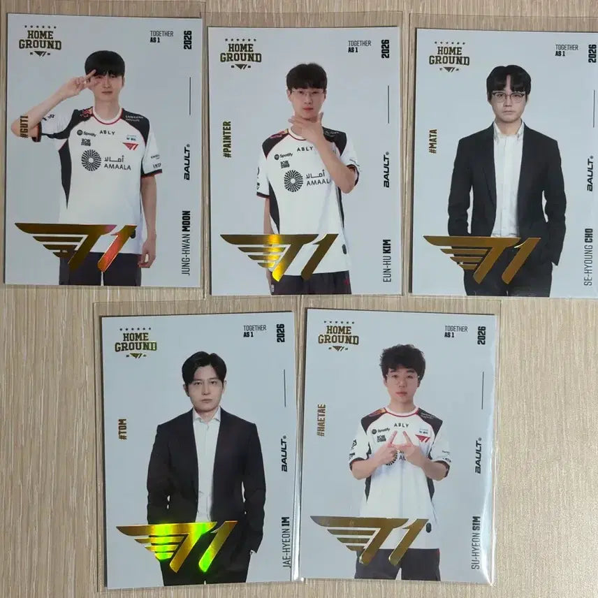 [BUNJANG] T1 Faker Coach Team Homage Holo Card Bundle Set / Bault 티원 홈그 2군 감코진 홀로 카드 5장 일괄