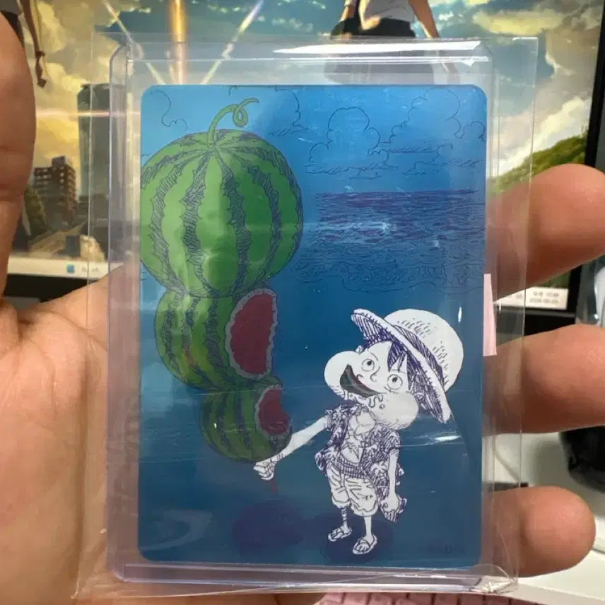 [BUNJANG] One Piece Watermelon Luffy Illustration Card / 원피스 수박루피 일러스트