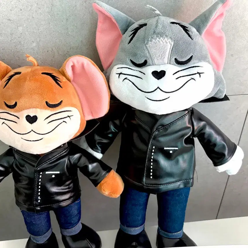 [BUNJANG] Tom and Jerry Large Leather Jacket Doll Set Figure Goods / 톰과 제리 가죽자켓 대형 인형 세트 일괄 피규어굿즈 만화카툰캐릭터 빈티지소품 누이