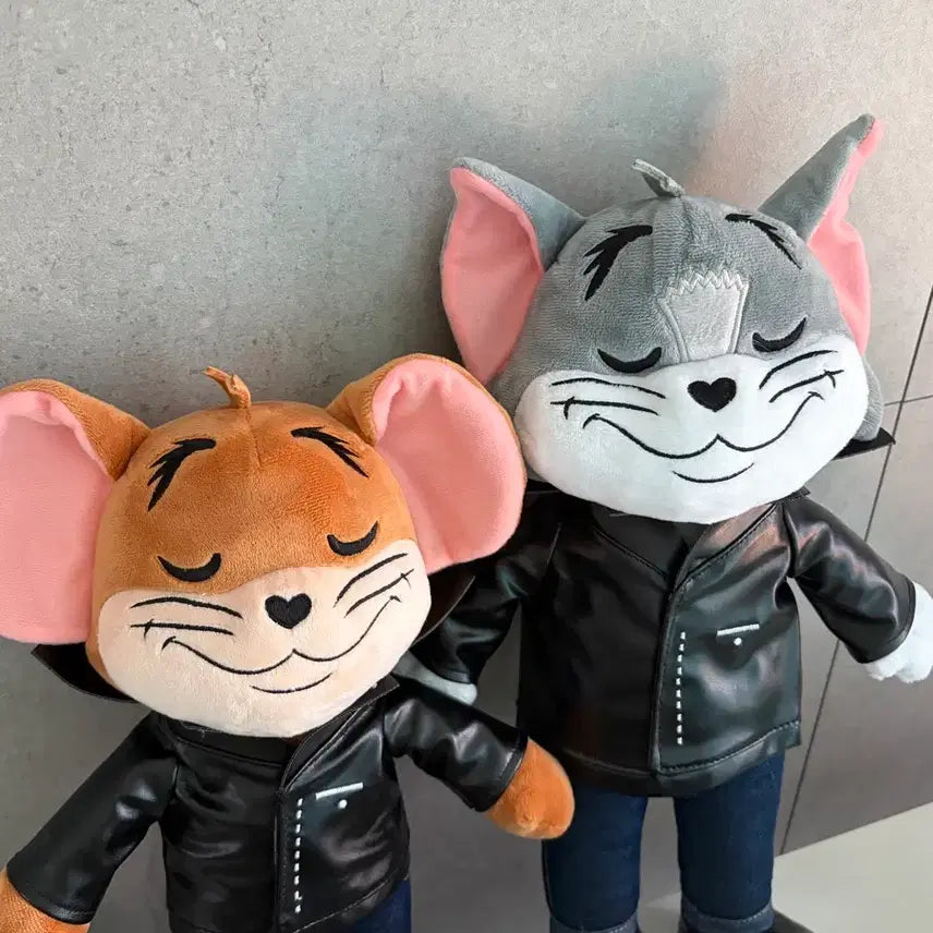 [BUNJANG] Tom and Jerry Large Leather Jacket Doll Set Figure Goods / 톰과 제리 가죽자켓 대형 인형 세트 일괄 피규어굿즈 만화카툰캐릭터 빈티지소품 누이
